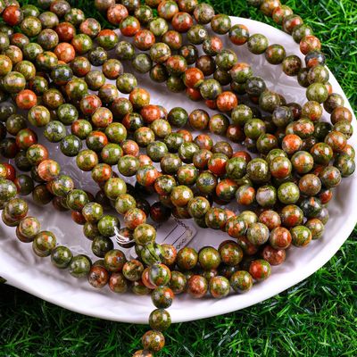Unakite Round Bead Natural Crystal Gemstone Different Bead Size Loose Bead Strands for DIY Jewelry Making