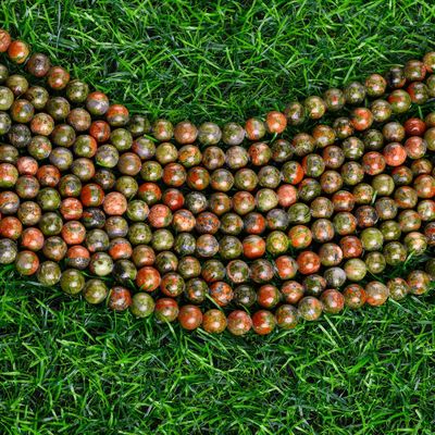 Unakite Round Bead Natural Crystal Gemstone Different Bead Size Loose Bead Strands for DIY Jewelry Making
