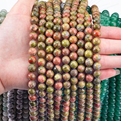 Unakite Round Bead Natural Crystal Gemstone Different Bead Size Loose Bead Strands for DIY Jewelry Making