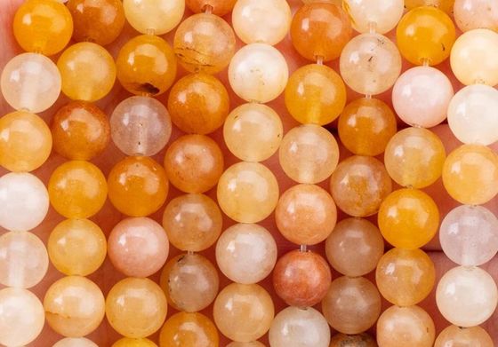 Dark Yellow Jade Round Bead Natural Crystal Gemstone Different Bead Size Loose Bead Strands for DIY Jewelry Making