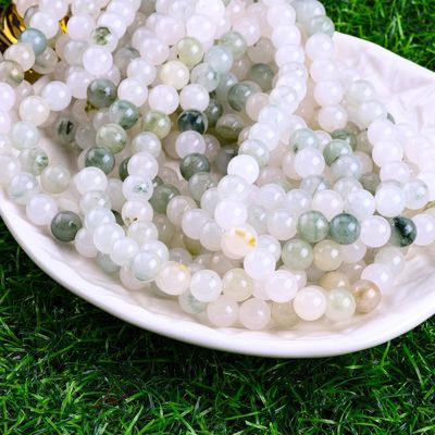 Tian Shan Green Jade Round Bead Natural Crystal Gemstone Different Bead Size Loose Bead Strands for DIY Jewelry Making