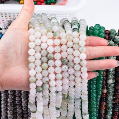 Tian Shan Green Jade Round Bead Natural Crystal Gemstone Different Bead Size Loose Bead Strands for DIY Jewelry Making