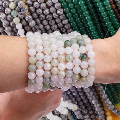 Tian Shan Green Jade Round Bead Natural Crystal Gemstone Different Bead Size Loose Bead Strands for DIY Jewelry Making