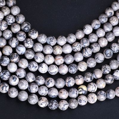 8mm Natural Map Stone Gemstone Beads Healing Crystal Stone Beads For Jewelry Making
