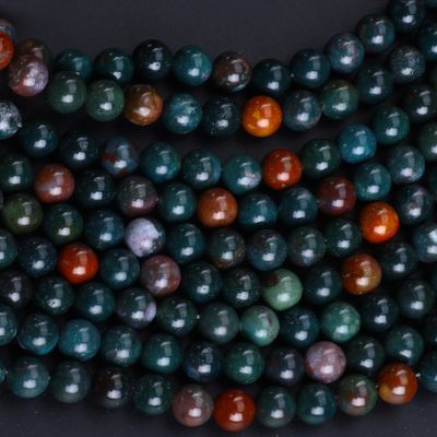 Blood Stone Round Bead Natural Crystal Gemstone Loose Bead Strands for DIY Jewelry Making