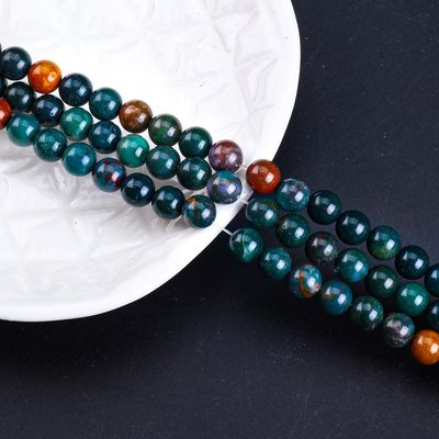 Blood Stone Round Bead Natural Crystal Gemstone Loose Bead Strands for DIY Jewelry Making