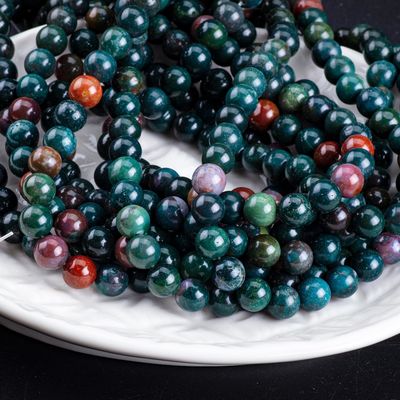Blood Stone Round Bead Natural Crystal Gemstone Loose Bead Strands for DIY Jewelry Making