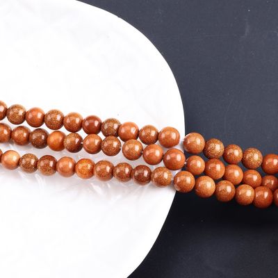 Gold Sandstone Round Bead Natural Crystal Gemstone Loose Bead Strands for DIY Jewelry Making