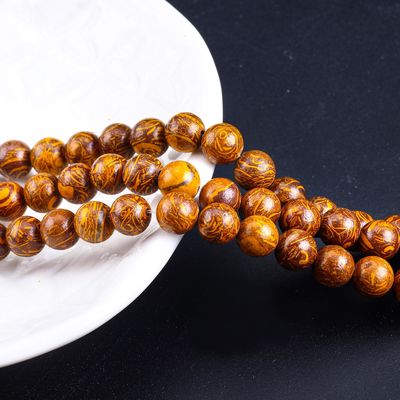 Golden-Thread jade Round Bead Natural Crystal Gemstone Loose Bead Strands for DIY Jewelry Making