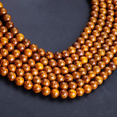 Golden-Thread jade Round Bead Natural Crystal Gemstone Loose Bead Strands for DIY Jewelry Making