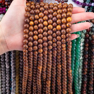 Golden-Thread jade Round Bead Natural Crystal Gemstone Loose Bead Strands for DIY Jewelry Making