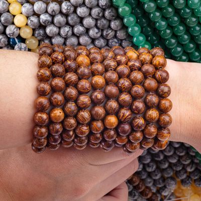 Golden-Thread jade Round Bead Natural Crystal Gemstone Loose Bead Strands for DIY Jewelry Making