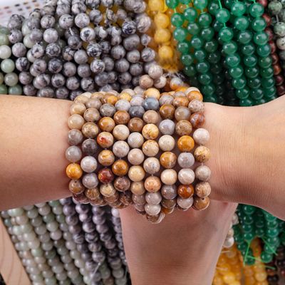 Chrysanthe Stone Round Bead Natural Crystal Gemstone Loose Bead Strands for DIY Jewelry Making