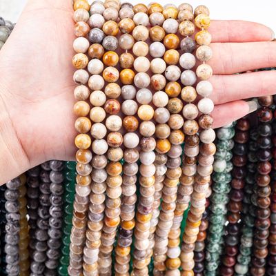 Chrysanthe Stone Round Bead Natural Crystal Gemstone Loose Bead Strands for DIY Jewelry Making