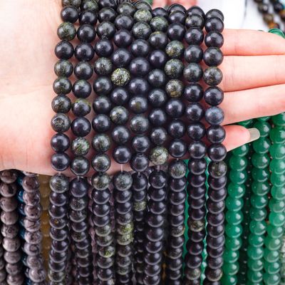 Curbstone Round Bead Natural Crystal Gemstone Loose Bead Strands for DIY Jewelry Making