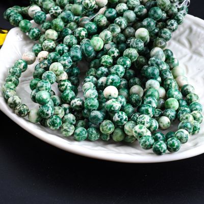 Blue Spotted Round Bead Natural Crystal Gemstone Loose Bead Strands for DIY Jewelry Making