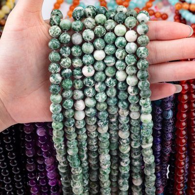 Blue Spotted Round Bead Natural Crystal Gemstone Loose Bead Strands for DIY Jewelry Making