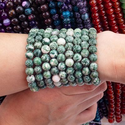 Blue Spotted Round Bead Natural Crystal Gemstone Loose Bead Strands for DIY Jewelry Making
