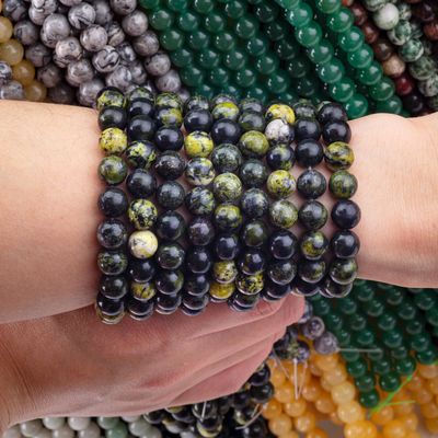 Serpentine Jade Round Bead Natural Crystal Gemstone Loose Bead Strands for DIY Jewelry Making