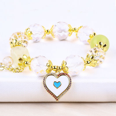 Natural White Crystal Single Circle Elastic 14MM Multifacted Round Bead Bracelet For Meditation