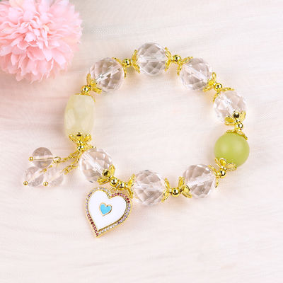 Natural White Crystal Single Circle Elastic 14MM Multifacted Round Bead Bracelet For Meditation
