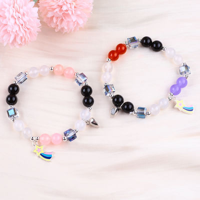 8MM Multi-Color Natural Crystal Friendship Jewelry Distance Bracelet Hearts Magnets Bracelet For Gift