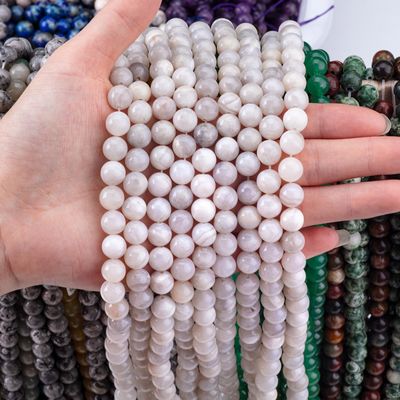 8mm White Crazy Lace Agate Loose Beads OEM ODM For DIY Crafts
