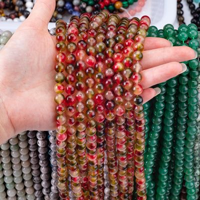 8mm Clear Flower Agate Stone Gemstone Healing Crystal Stone Beads For Jewelry Making