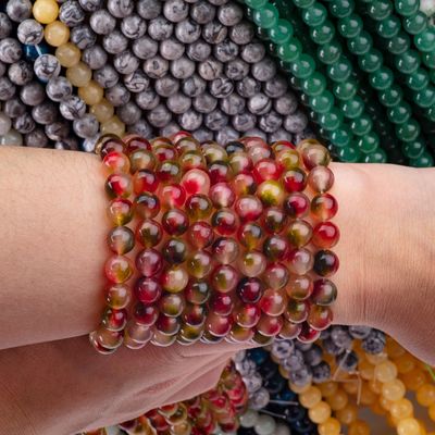 8mm Clear Flower Agate Stone Gemstone Healing Crystal Stone Beads For Jewelry Making