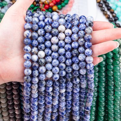 Spiritual Natural Blue Dot Stone 8MM Round Loose Bead For Handmade Jewelry And Keychain