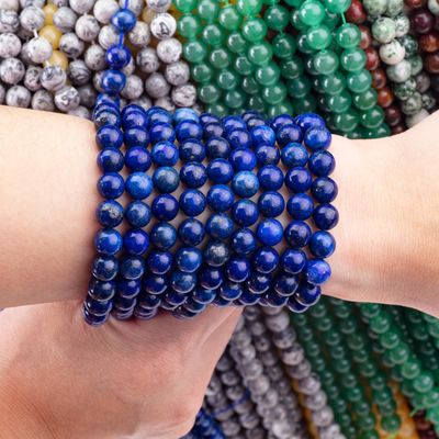 Semi Precious Stone Lapis Lazuli Round Bead Crystal Gemstone Loose Bead Strands for DIY Jewelry Making