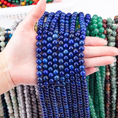 Semi Precious Stone Lapis Lazuli Round Bead Crystal Gemstone Loose Bead Strands for DIY Jewelry Making