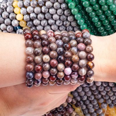 8MM Wooden Jasper Real Crystal Stone Round Loose Beads For Handmade Bead Jewelry