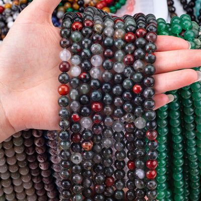 8mm Africian Blood Stone Gemstone Healing Crystal Stone Beads For Jewelry Making