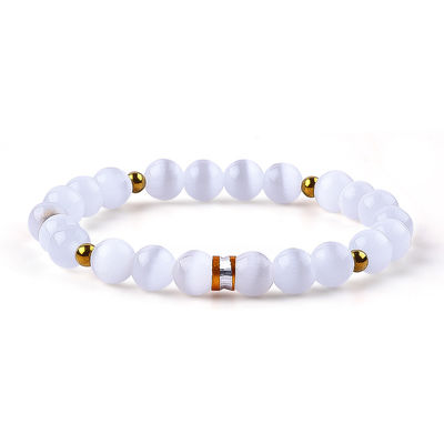 8mm//10mm/12mm Round Cats Eye Gemstone Bracelet For Clothing Matching