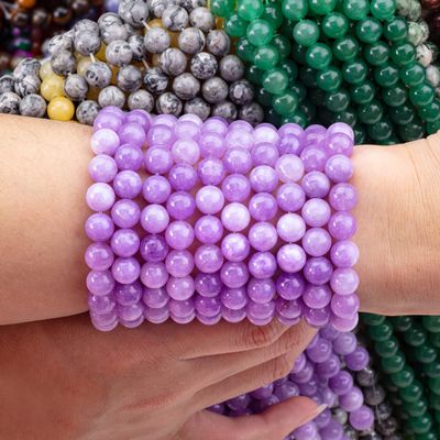 8mm Violet Jade Gemstone Beads Healing Crystal Stone Beads For Jewelry Making