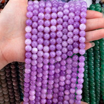 8mm Violet Jade Gemstone Beads Healing Crystal Stone Beads For Jewelry Making