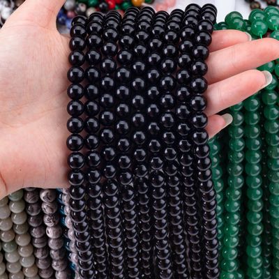 Natural Crystal  Black Obsidian 8MM Round Loose Gemstone Bead For DIY Jewelry Making