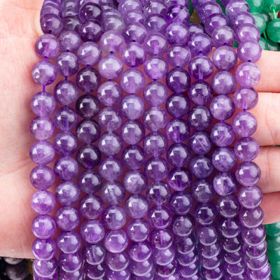 Round Semi Precious Purple Stone 6mm Amethyst Gemstone Beads