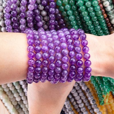 Round Semi Precious Purple Stone 6mm Amethyst Gemstone Beads