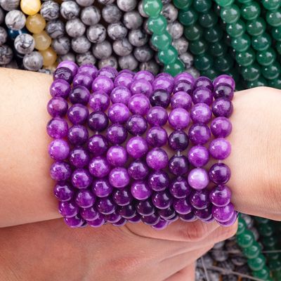8mm Dark Violet Jade Gemstone Beads Healing Crystal Stone Beads For Jewelry Making