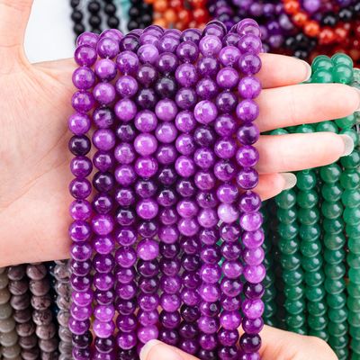 8mm Dark Violet Jade Gemstone Beads Healing Crystal Stone Beads For Jewelry Making