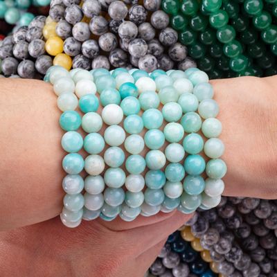 8mm Blue Amazonite Gemstone Beads Healing Crystal Stone Beads For Jewelry Making