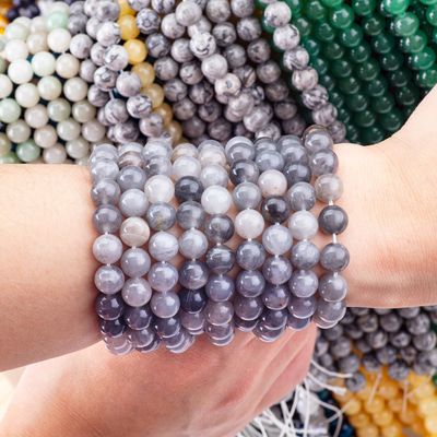 Grey Cloudy Quartz Loose Bead Strands Semi Precious Stone Natural Crystal Gemstone for DIY Jewelry Making