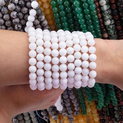 White Jade Loose Bead Strands Semi Precious Stone Natural Crystal Gemstone for DIY Jewelry Making