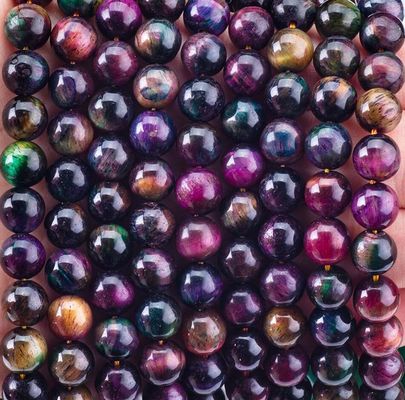 Natural Crystal Gemstone Rainbow Tiger's Eye Loose Bead Strands Semi Precious Stone for DIY Jewelry Making