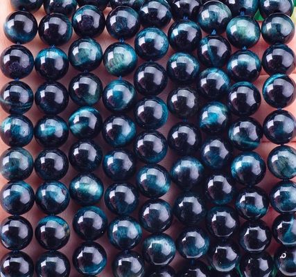 Natural Crystal Gemstone Ink Blue Tiger's Eye Loose Bead Strands Semi Precious Stone for DIY Jewelry Making