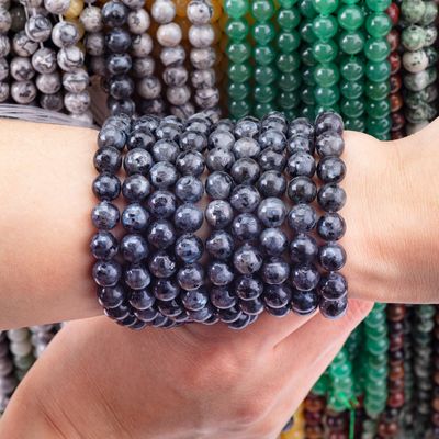Natural Crystal Gemstone Black Labradorite Loose Bead Strands Semi Precious Stone for DIY Jewelry Making