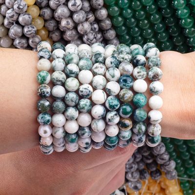 8mm Tree Agate Gemstone Beads Healing Crystal Stone Beads For Jewelry Making