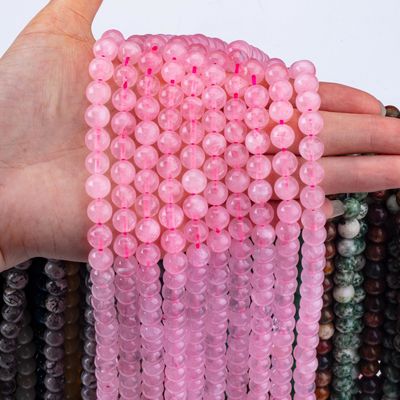 Natural Crystal Gemstone Rose Quartz Loose Bead Strands Semi Precious Stone for DIY Jewelry Making